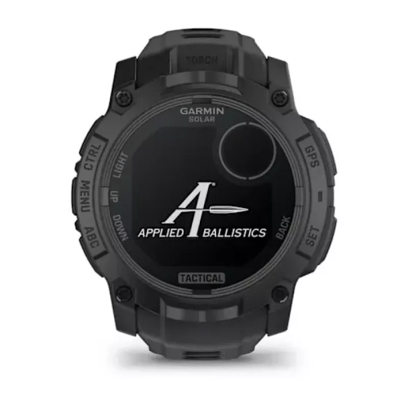 Viedpulkstenis GARMIN Instinct — 45 mm, 3,05 cm (1,2 collas) AMOLED 390×390 skārienjūtīgs, 4 GB, GPS, silikona siksna melna, 53 g