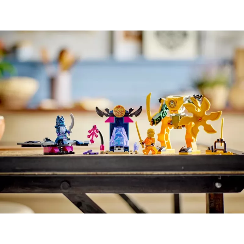 LEGO NINJAGO Arina kaujas meha darbības figūra, nindzju rotaļlieta 4+ gadus veciem zēniem, meitenēm un bērniem, Dragons Rising komplekts ar Arina minifigūru un mini Katu