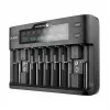 Baterijas lādētājs everActive UC-800 AC 12V 3A — LiFePO4/LiPo/NiMH, atbalsta AA/AAA/9V, līdz 10 baterijām, 12 V ieeja, iebūvēts displejs, melns