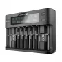 Baterijas lādētājs everActive UC-800 AC 12V 3A — LiFePO4/LiPo/NiMH, atbalsta AA/AAA/9V, līdz 10 baterijām, 12 V ieeja, iebūvēts displejs, melns