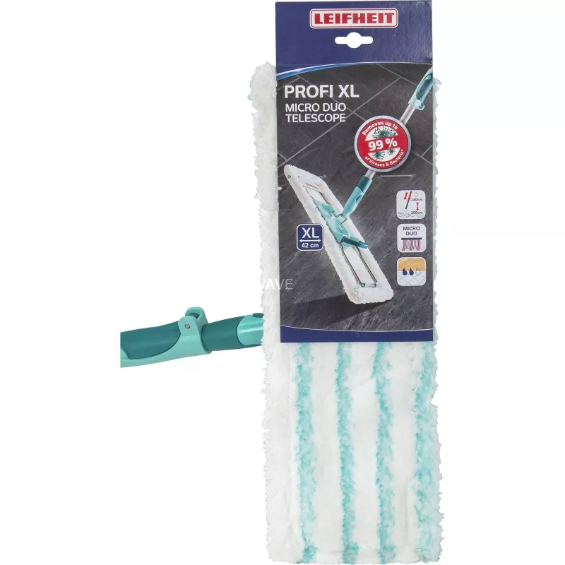 Mop Leifheit 55049 mikrošķiedras mops laminātam, flīzēm un kokam, pelēks/tirkīzzils
