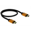 DeLOCK - HDMI kabelis - HDMI (M) uz HDMI (M) - 50 cm - Trīskārša izolācija - Melns, Zelts - 8K atbalsts