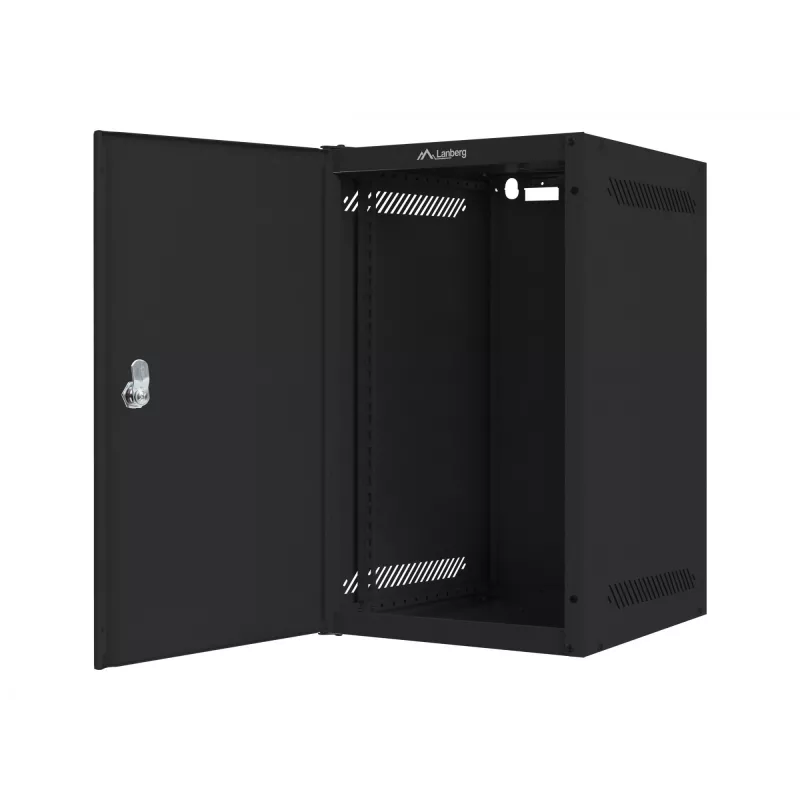 Pie sienas stiprināms tīkla skapis LANBERG WF10-2309-00B — 9U, 280×469×310 mm, IP20, melns