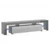 TV statīvs Cama Meble TORO 200 — 2000×350×410 mm, pelēka virsma no skaidu plātnes, pelēks/balts spīdums