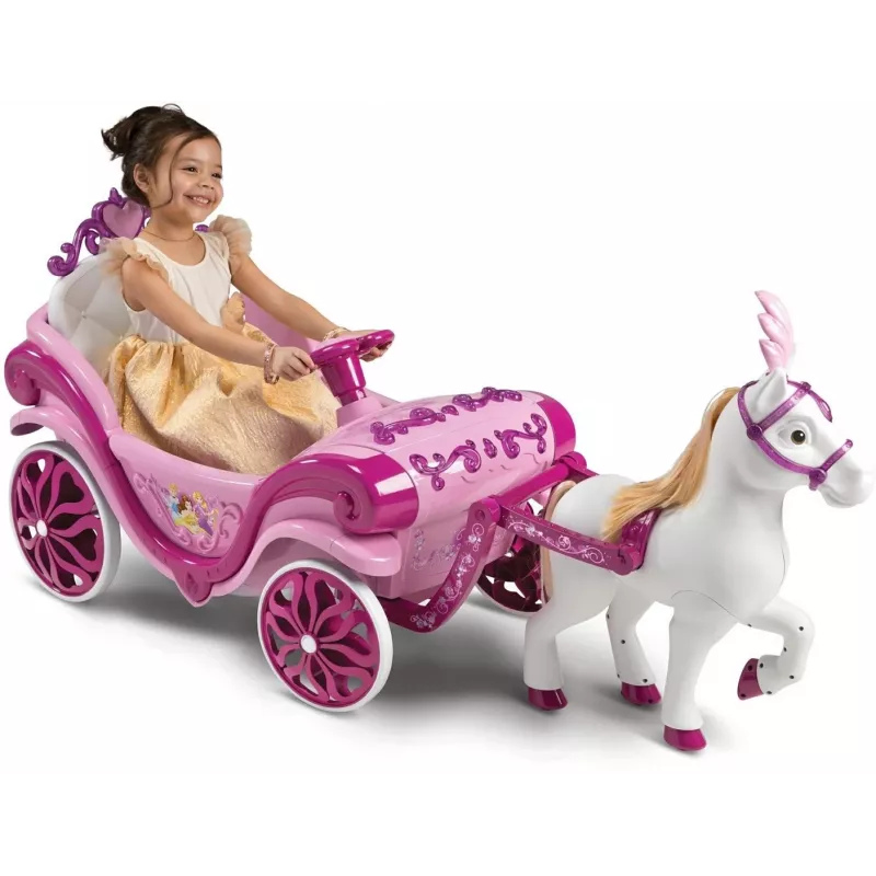 Huffy Electric Disney Princess kariete ar zirgu 6 V rozā