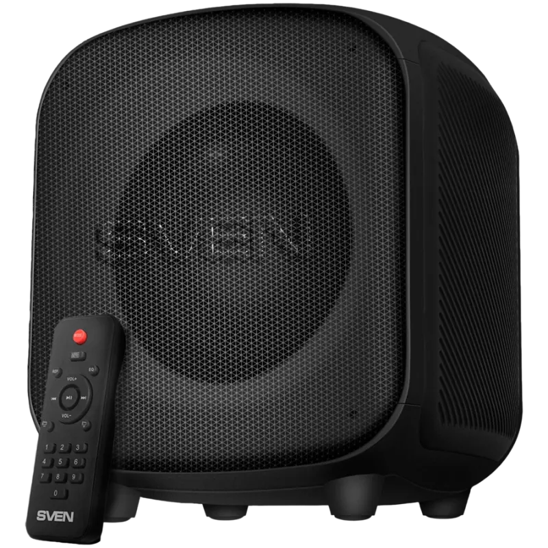 Skaļrunis SVEN PS-555, melns, jauda 65 W (RMS), TWS, Bluetooth, USB, microSD, tālvadības pults, litija baterija