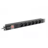 Strāvas sadales bloks LANBERG PDU-06E-0200-BK — 6 x E tipa rozetes, 16 A, 2 m kabelis, 1U statne, 220–250 V