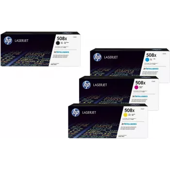 HP 508X augstas ietilpības tonera 4 komplektu komplekts, melns/ciāna/magenta/dzeltens (CF360X, CF361X, CF363X, CF362X)