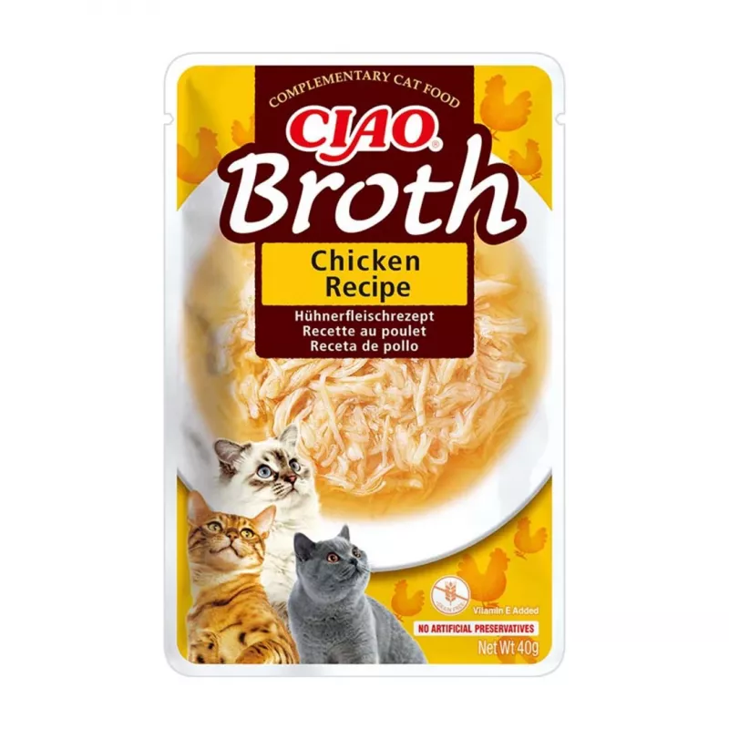 INABA Ciao Broth gardumi kaķiem, vista, lasis un tuncis, 10 x 40 g