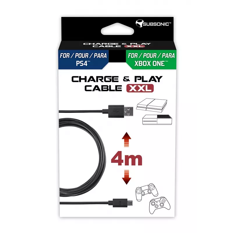 USB kabelis Subsonic SA5355 4m USB 2.0 A uz Micro-USB A Melns