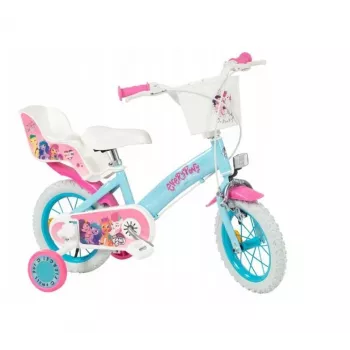 Bērnu velosipēds Toimsa 1297 ar 12 collu putuplasta riteņiem, 4 riteņiem, groziņu, ķēdes aizsargu, dubļusargiem — My Little Pony