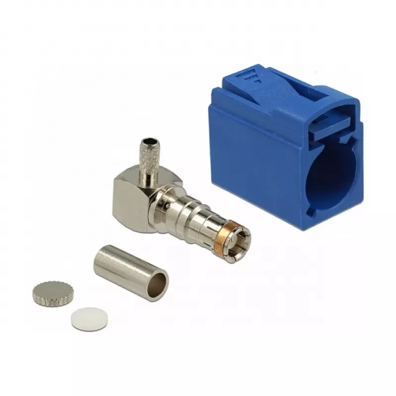DELOCK 89715 koaksiālais savienotājs – FAKRA C vīrišķais, 90° leņķa, 13,8×21,5×9,5 mm
