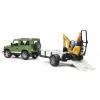 Rotaļlietu transportlīdzeklis BRUDER Land Rover Defender ar piekabi CAT un vīriņu