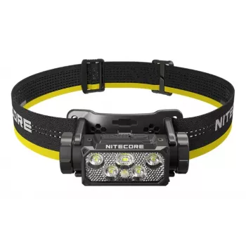 Galvas lukturītis Nitecore HC60 UHE ar 4000 mAh akumulatoru, 6 LED, ūdensizturīgs, triecienizturīgs, melns/dzeltens