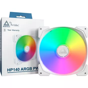 Montech HP140 ARGB PWM 14 cm balts ventilators ar Rifle gultni