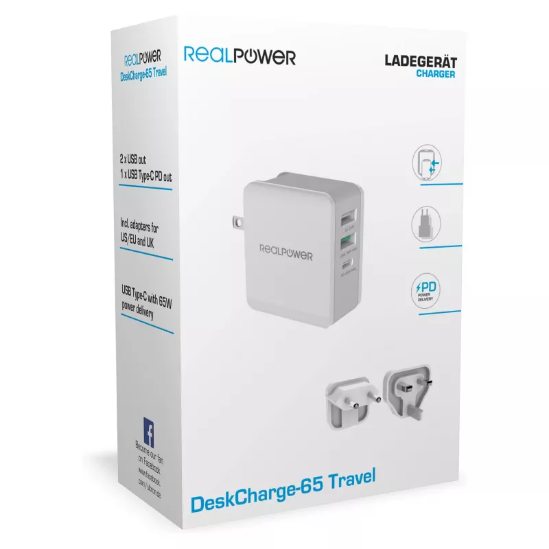 RealPower lādētājs DeskCharge-65 Travel 65W