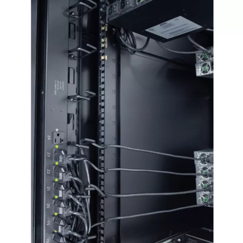 APC NetShelter kabeļu pārvaldība, vertikāls kabeļu pārvaldnieks, kabeļu gredzeni, 8 gab. komplekts, melns, 55 mm x 766 mm x 85 mm