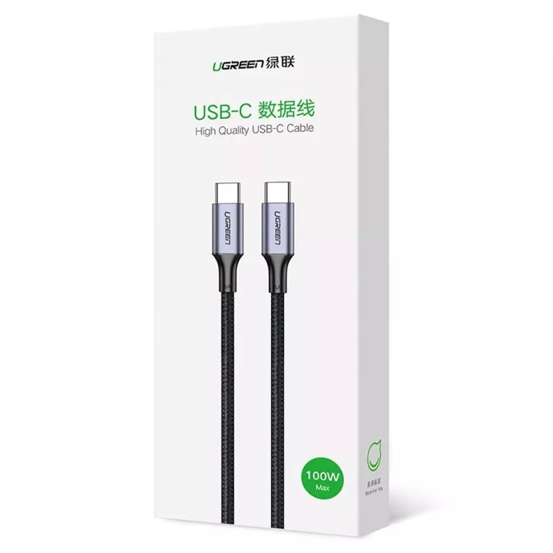 USB-C uz USB-C kabelis UGREEN 90120B — 3 m, 5 A, PD, 20 V, 480 Mbps, melns