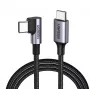 Ugreen USB-C (taisns) / USB-C (leņķveida) PD QC 60W 3A 0,5m US255 (pelēks)