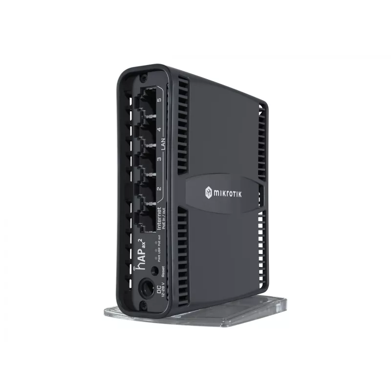 Mikrotik hAP ax2 bezvadu maršrutētājs Gigabit Ethernet Divjoslu (2.4 GHz / 5 GHz) Melns