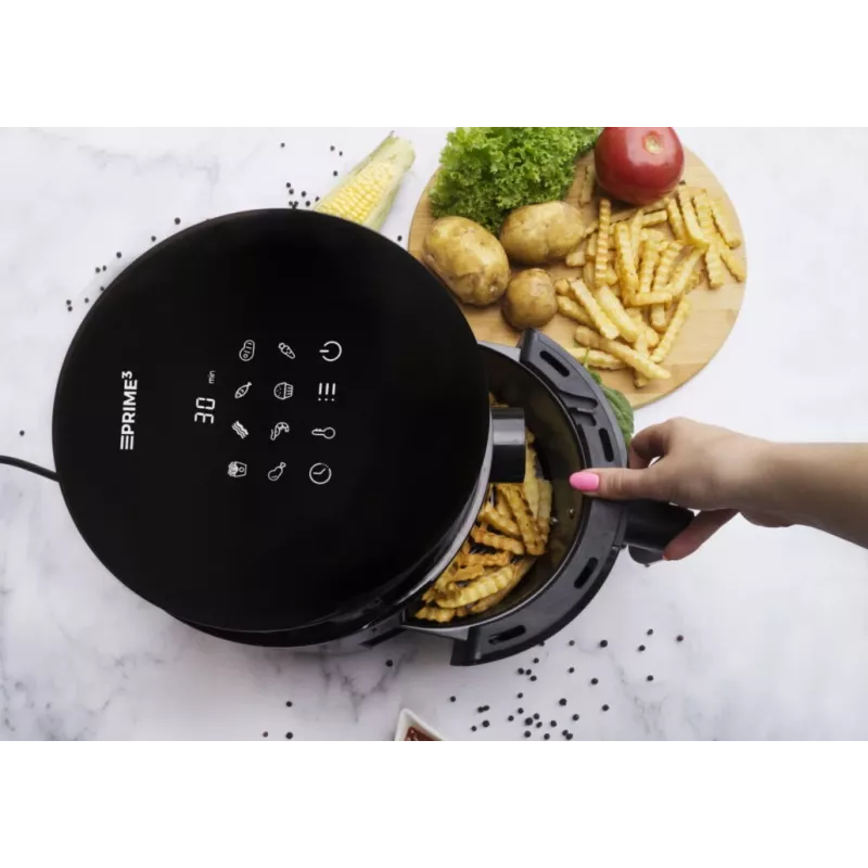 Beztauku fritieris PRIME3 SAF31 – 2,5 l, 1200 W, karstā gaisa bez eļļas fritieris, melns