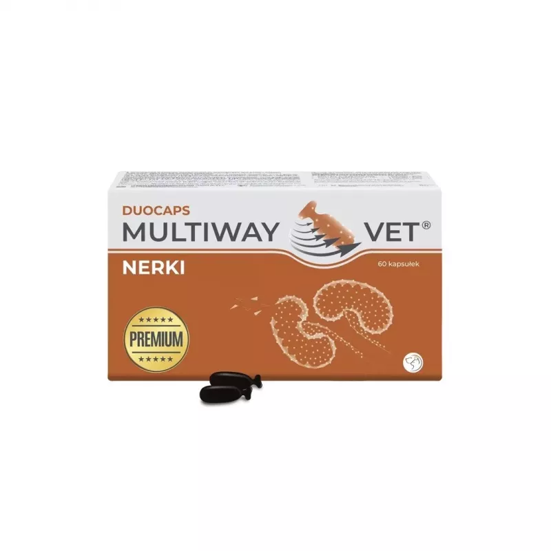 Uztura bagātinātāja kapsulas JM Sante Multiway Vet Duocaps Nieres suņiem un kaķiem, 60 gab., 150 g kartona iepakojums