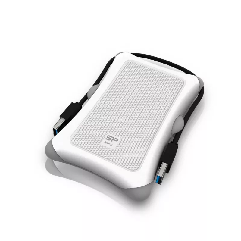 Ārējais HDD Silicon Power Armor A30 2TB 2.5 collu USB 3.2 Gen 1, balts, triecienizturīgs, 256 bitu AES