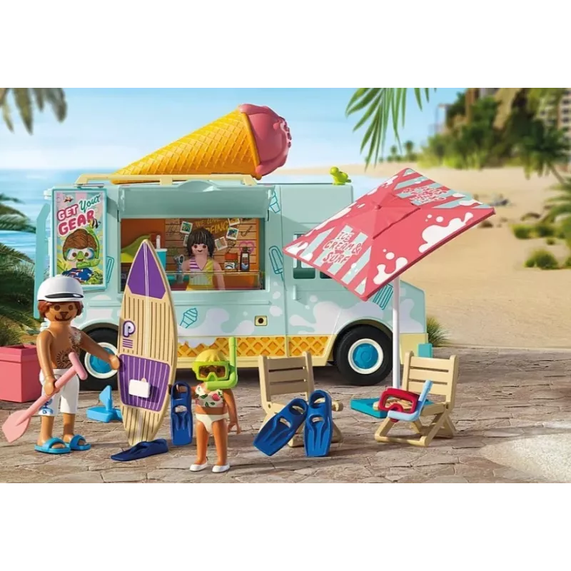 PLAYMOBIL Playset Ice Cream Van & Surf Shop 71904 with figūras