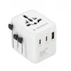Ceļojumu strāvas adapteris GEMBIRD TPA-1A2C20-01-W — 20 W, USB-A (18 W) + 2× USB-C (20 W), E tipa spraudnis, balts