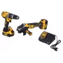 Elektroinstrumentu komplekts DeWALT DCK2080P2T-QW — 18V Li‑Ion 5Ah (2x), leņķa slīpmašīna DCG405, urbjmāšīna/skrūvgriezis, M14 slīpēšanas diska vītne, pārnēsāšanas kaste