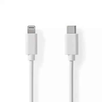 Nedis Lightning kabelis- USB 2.0 | Apple Lightning 8 kontaktu | USB-C™ spraudnis | 480 Mb/s | niķelēts | 1,00 m | apaļš | PVC | balts | marķējums