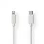 Nedis Lightning kabelis- USB 2.0 | Apple Lightning 8 kontaktu | USB-C™ spraudnis | 480 Mb/s | niķelēts | 1,00 m | apaļš | PVC | balts | marķējums