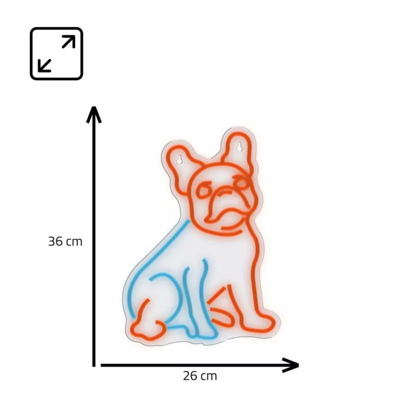 Neon Lights Dog MANTA SNL68MT franču buldoga stila dekoratīvs neona gaismeklis