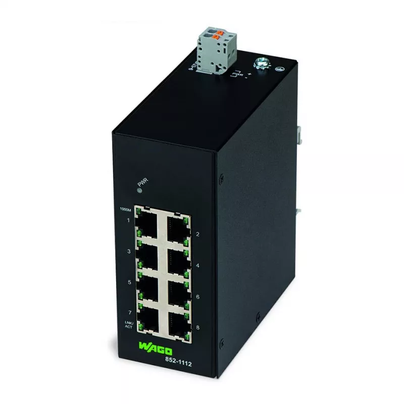 WAGO 852-1112 Industrial-ECO-Switch 8 Porti 1000BASE-T, melns