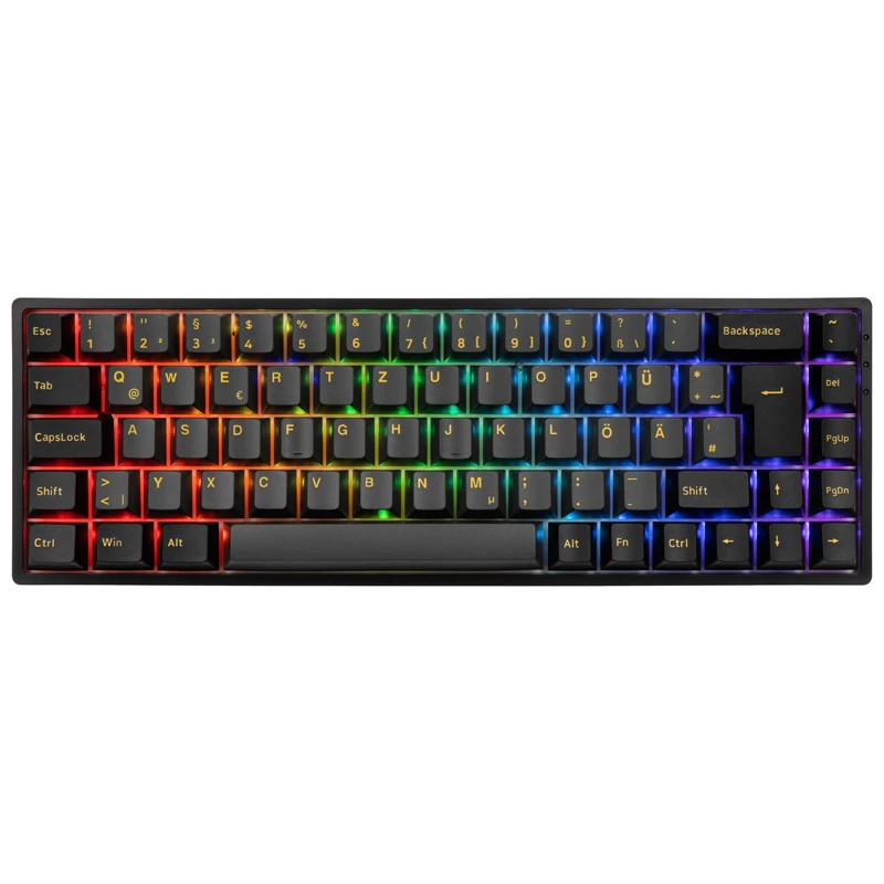 AKKO 3068B Plus Melns&Gold bezvadu spēļu tastatūra, mehāniska, RGB - V3 Cream dzeltena, ISO (DE), melna