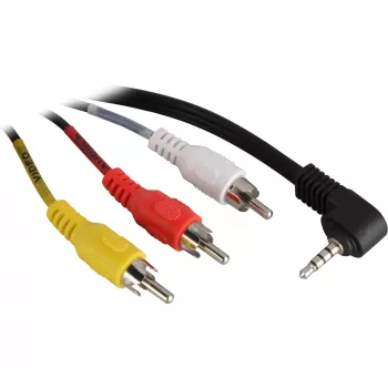 Wentronic Goobay 3,5 mm ligzdas/RCA adaptera kabelis, 1,5 m - 3,5 mm ligzdas spraudnis (4 kontaktu, stereo) 90° > 3x RCA spraudnis (50209)