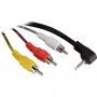Wentronic Goobay 3,5 mm ligzdas/RCA adaptera kabelis, 1,5 m - 3,5 mm ligzdas spraudnis (4 kontaktu, stereo) 90° > 3x RCA spraudnis (50209)