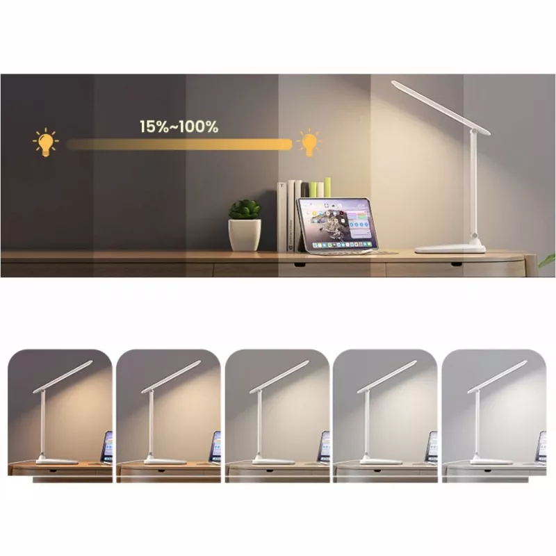 Galda lampa Hawk HW-LAMP01 balta LED ar regulējamu spilgtumu, regulējama svira