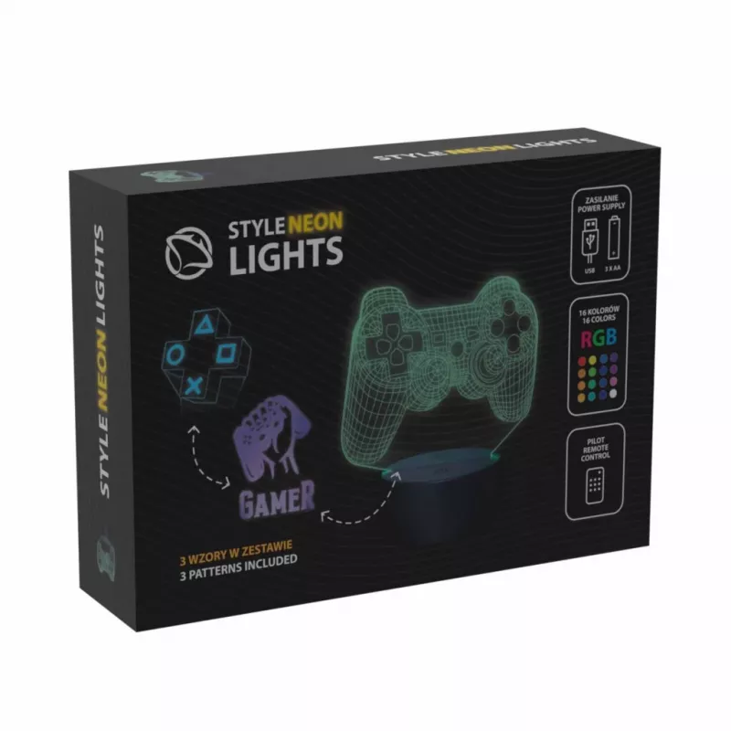 Galda LED lampa MANTA SNL122RGB RGB 3D gaismas dekors, krāsu mainošs RGB, USB barošana