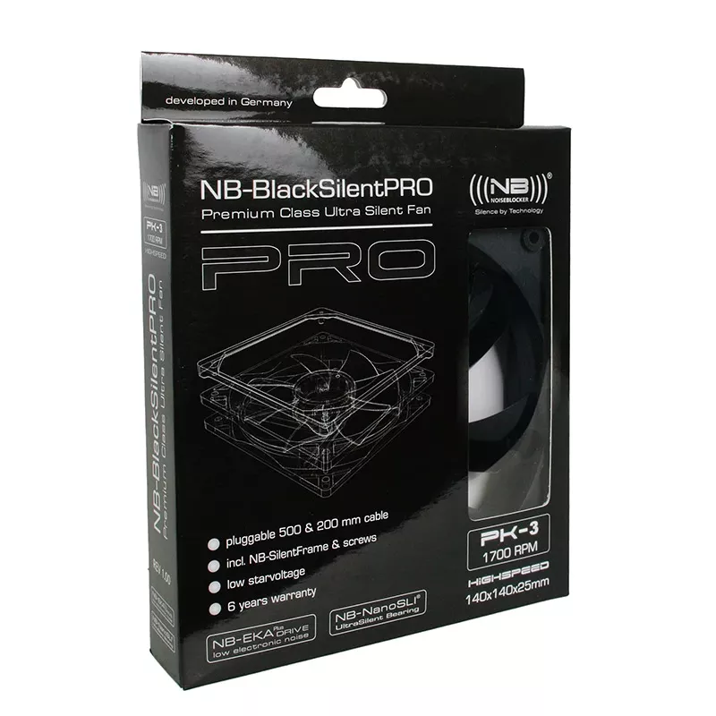 Fan Noiseblocker BlackSilentPro PK3 14 cm Melns