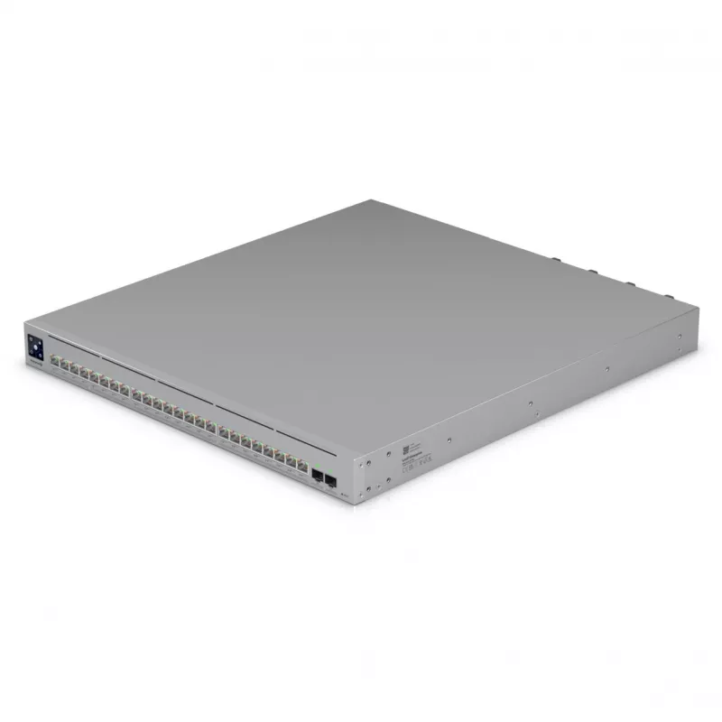 Tīkla slēdzis Ubiquiti UniFi ECS-24-POE — pārvaldīts L2/L3, 24× 10G RJ-45, PoE, 1U, pelēks