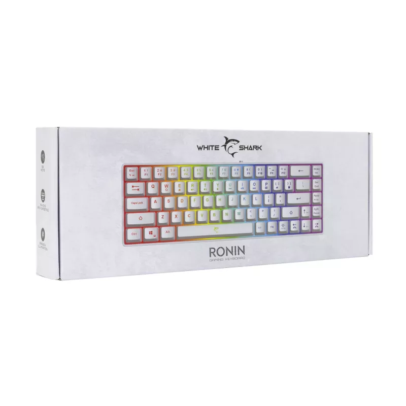 Klaviatūra White Shark RONIN balta USB QWERTY 68 taustiņi LED