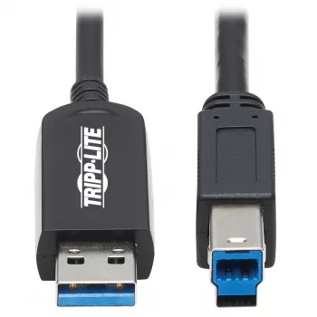 Eaton Tripp Lite Series USB 3.2 Gen 1 Plenum-Rated Fiber Active Optical Cable (AOC) - A/B M/M, Melns, 20m - USB kabelis - USB Type A (vīriešu) uz USB Type B (vīriešu) - USB 3.2 Gen 1 - 20,0m - P