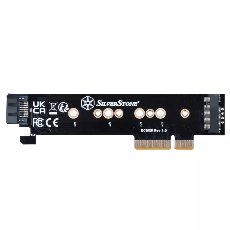 Silverstone SST-ECM28 M.2/SATA adapterkarte, PCIe 4.0, 1x M-Key, 1x SATA