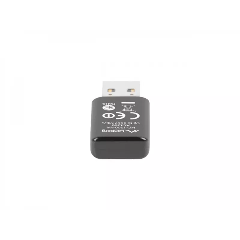 Bezvadu USB tīkla adapteris LANBERG NC-1200-WI, WLAN USB 2.0, 2x iekšējās antenas 2 dBi, līdz 5000 Mbit/s