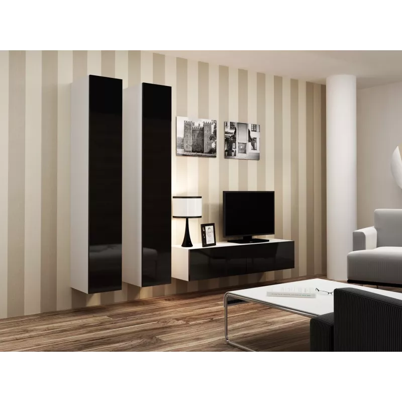 Cama TV statīvs VIGO 140 30/140/40 balts/melns glancēts