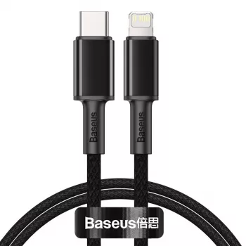Baseus High Density pītais kabelis Type-C uz Lightning, PD, 20 W, 1 m (melns)