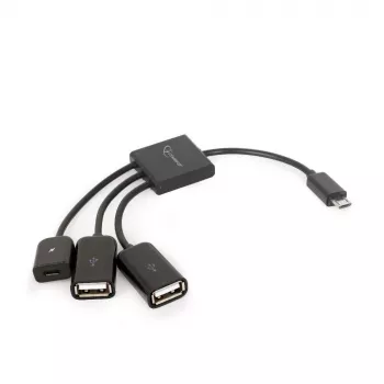 USB OTG kabelis Micro BM -> 2xUSB-AF + BF Micro 13cm