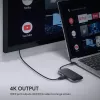 Klēpjdatora dokstacija AUKEY CB-C71 — 3x USB‑C (USB 3.2 Gen1), HDMI, RJ‑45, MicroSD, USB PD 100W, 0,15 m kabelis, melna