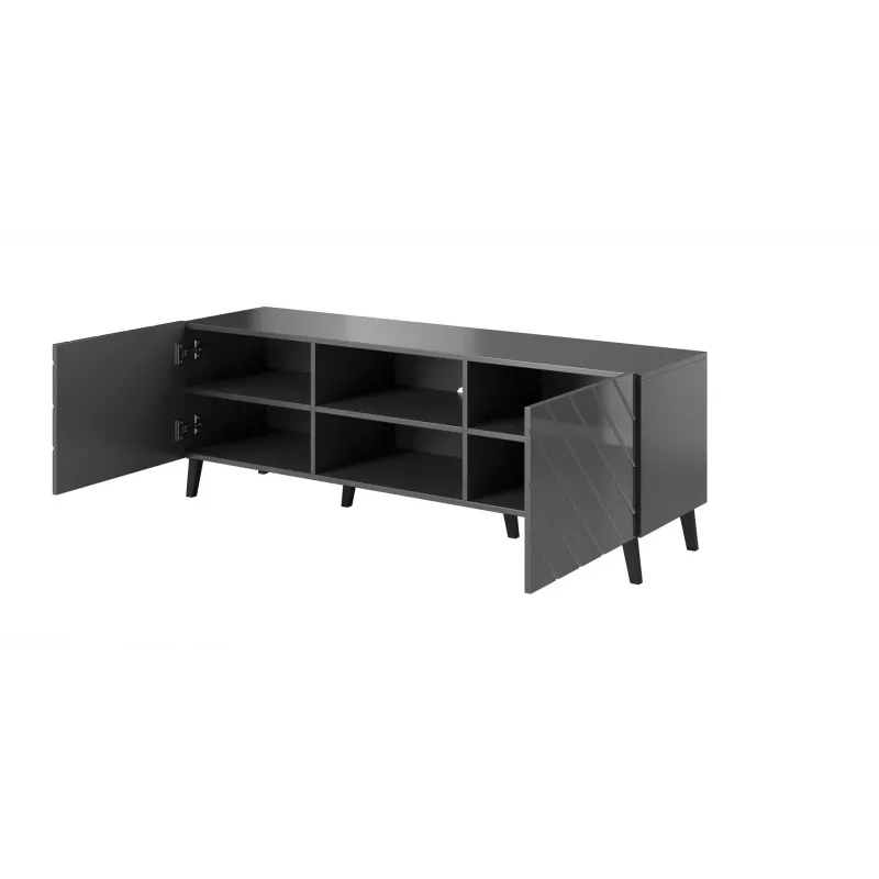 RTV skapis ABETO 150x42x52 grafīta/glancēts